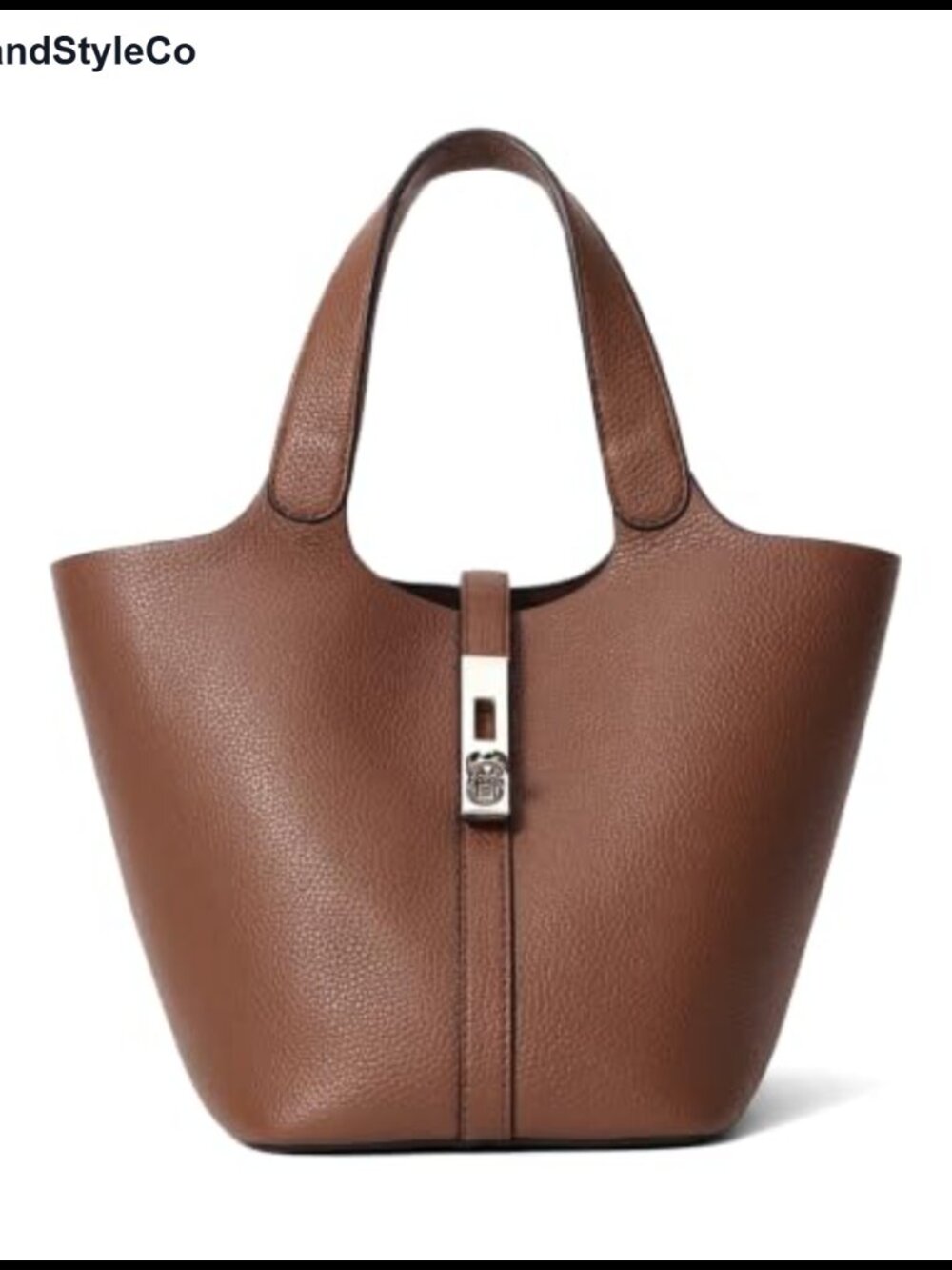 Vegan Leather Bucket Tote Bag Top Handle Satchel Women Work Evening